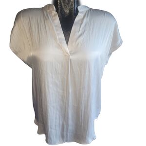 Philosophy Cream Colored Satin Short Sleeve Blouse M